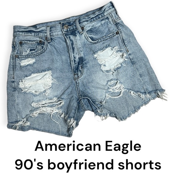 American Eagle Outfitters Pants - American Eagle 90's boyfriend shorts size 2 100% cotton destroyed high waist